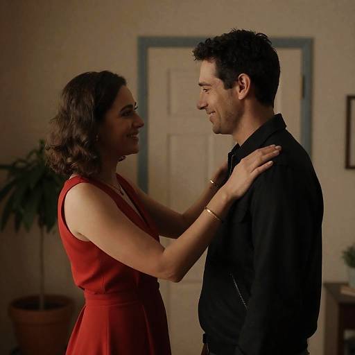 Intimate Moment in a Dimly Lit Room