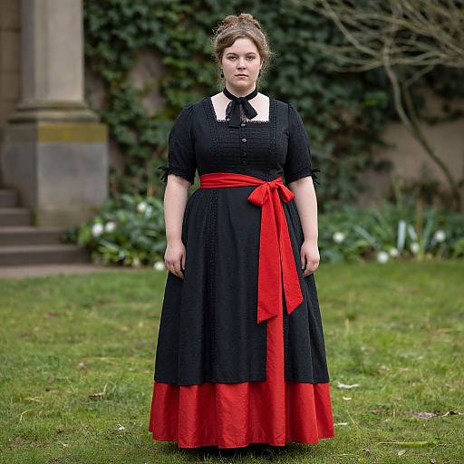 Victorian Plus Size Black and Red Dress