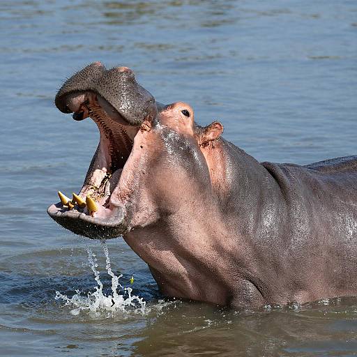 Majestic Hippo Splashing in Sunlight