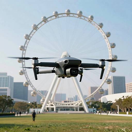 Futuristic Drone Over Urban Landscape