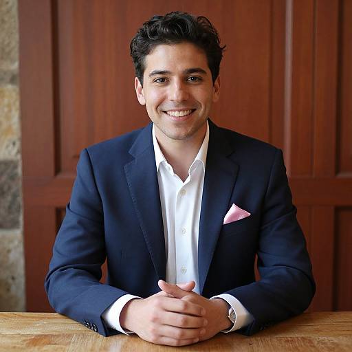 Smiling Man in Blue Suit