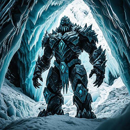 Towering Ice Golem in Glacier Cave