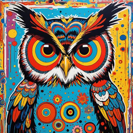 Colorful Psychedelic Baby Owl Artwork