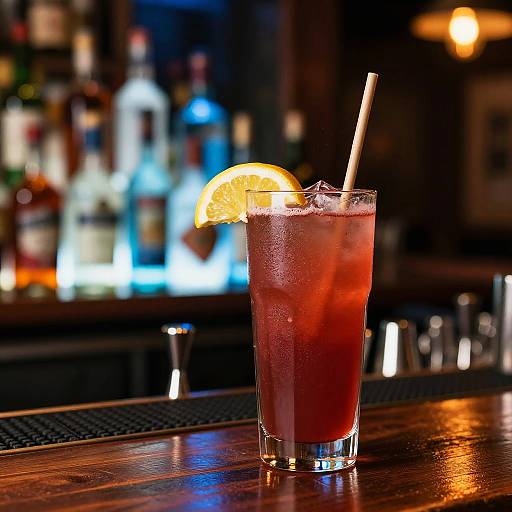 Vibrant Red Cocktail at Bar