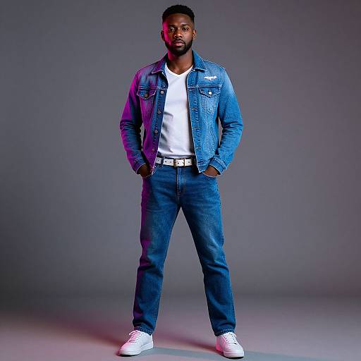 Neon Outfit Dark-Skinned Man