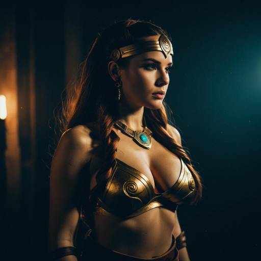 Woman in Slave Leia Costume Cosplay Portrait