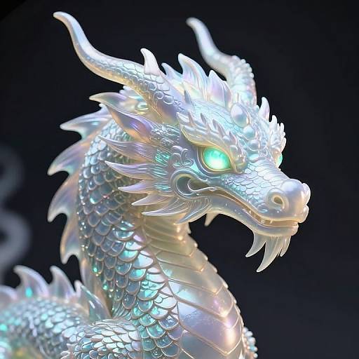 Opalescent Dragon with Glowing Eyes
