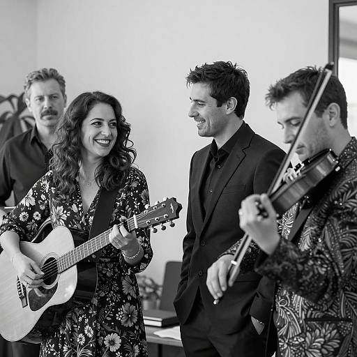 Charming Indoor Gathering in Monochrome