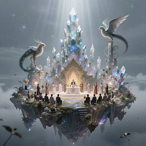 Surreal Dreamlike Ceremony on Floating Island