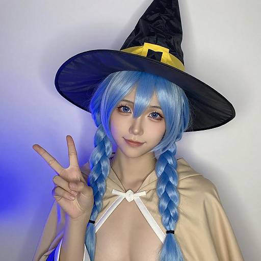 Blue-Haired Witch in Peace Pose