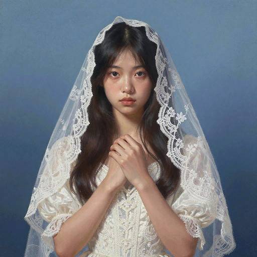 Pointillism Portrait of Woman in White