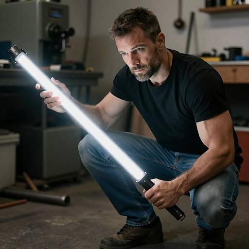 Crouching Mechanic Illuminated by LED