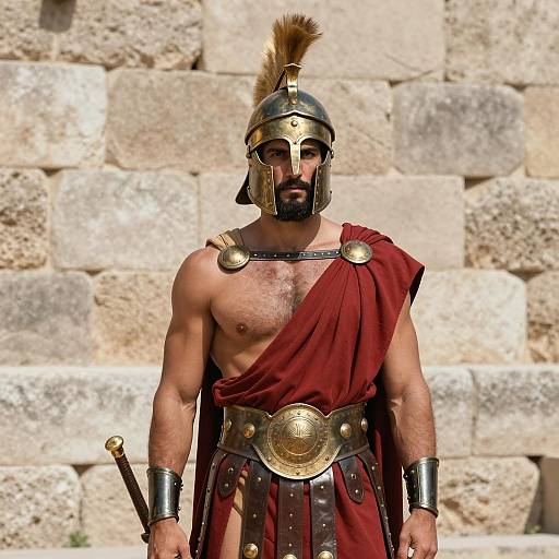 Muscular Greek Warrior in Costume
