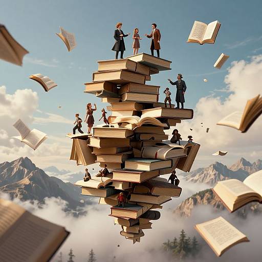 Spiraling Mountain of Living Books