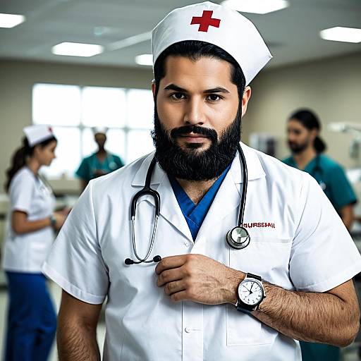 Realistic Male Nurse in Hospital Setting