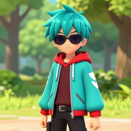 Vibrant Anime Character in Park