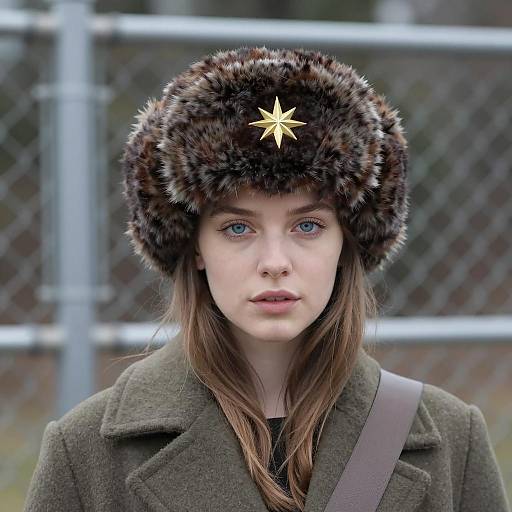 Young Woman in Fur Hat and Coat