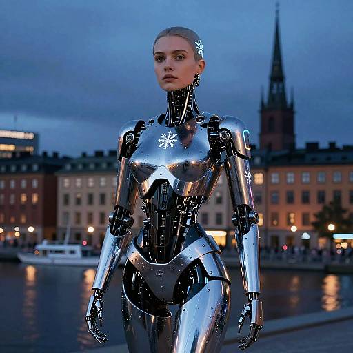 Cyberpunk Nordic AI Girl in Stockholm
