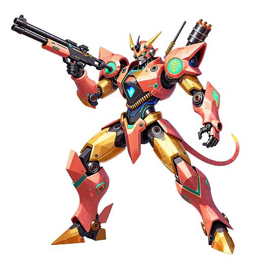 Futuristic Mecha Devil with Shotgun Arm