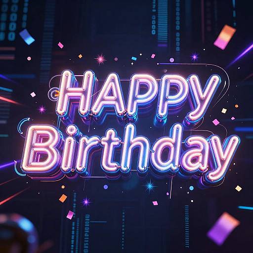 Futuristic AI Neon Birthday Greeting