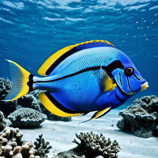 Blue Tang Fish in Coral Reef