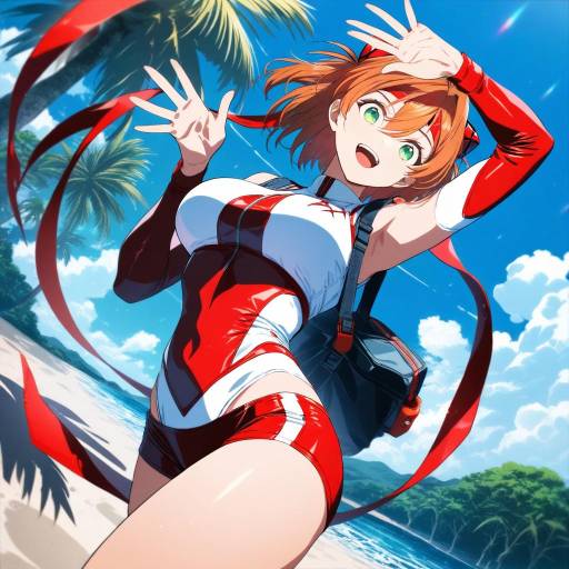 Dynamic Asuka Langley at the Beach