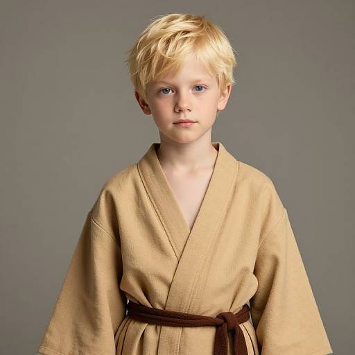 Blonde Boy in Tan Robe