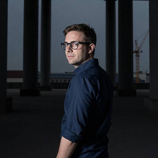 Over the Shoulder Industrial Night Portrait