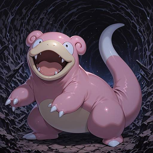 Illustration of Slowpoke, pokemon in the style of Akagashi hagane