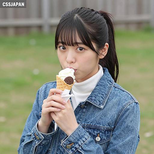 Young Asian Woman Enjoying Ice Cream