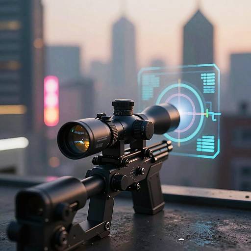 Futuristic Sniper Scope Cityscape