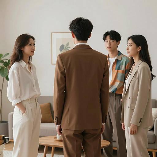 Group of Four People in Modern Living Room