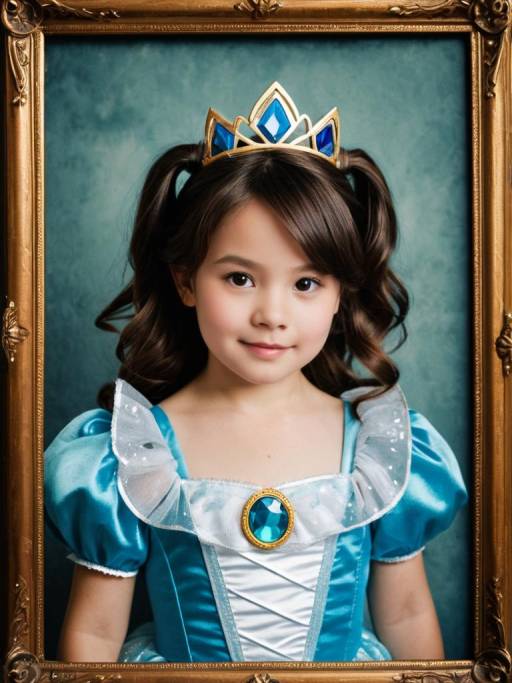 Little Girl in Blue Princess Costume Portrait