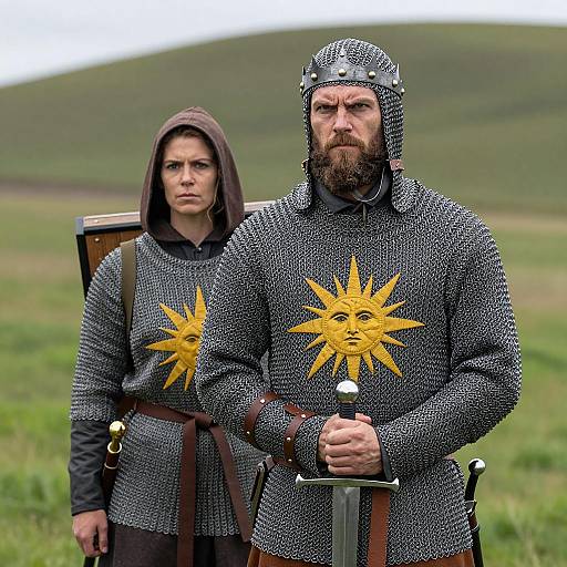 Two Medieval Warriors in Chainmail Armor