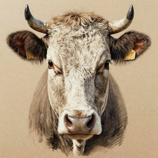 Photorealistic Cow Face Drawing