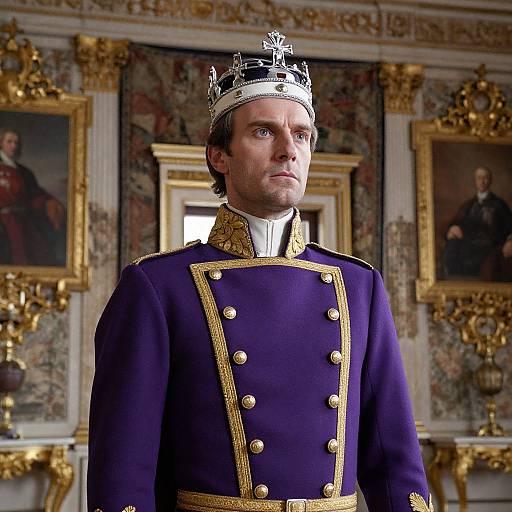 Regal Portrait in Ornate Royal Hall