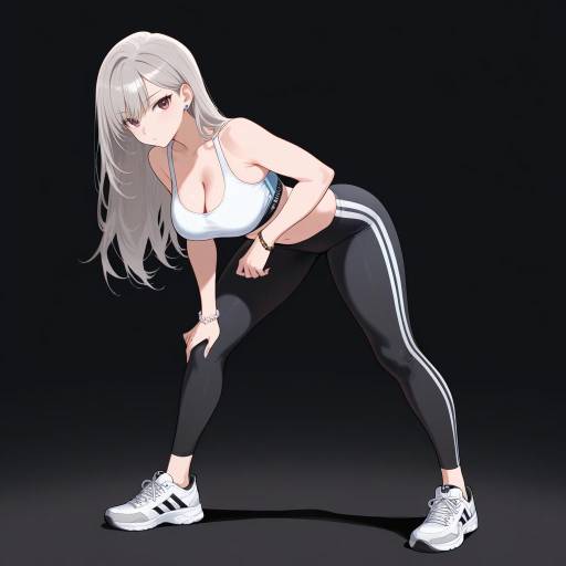 Athletic Woman Seated in Stylish Attire Athletic Woman Seated in Stylish Attire