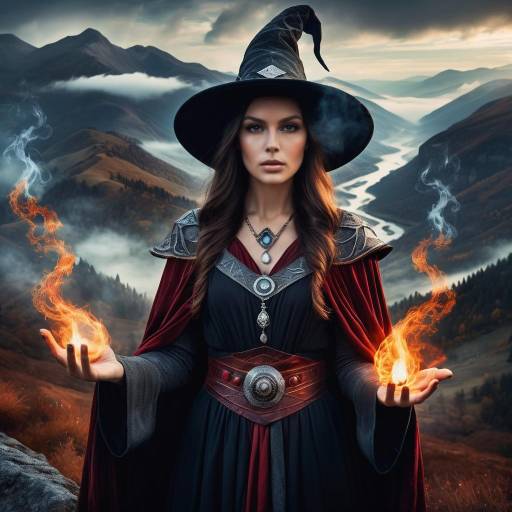 Mysterious Sorceress in a Misty Valley