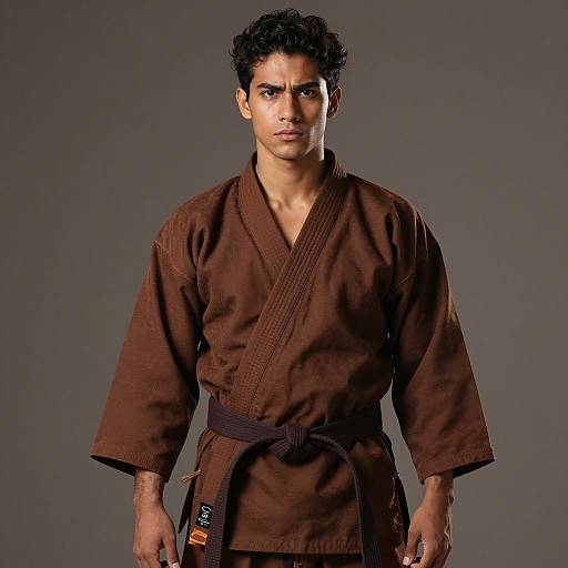 Young Man in Brown Martial Arts Gi