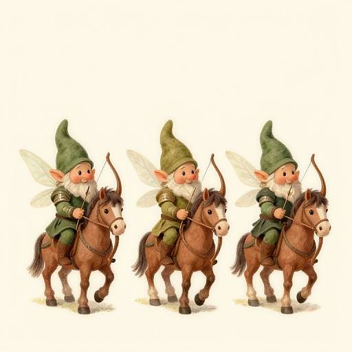 Retro Style Gnomes on Tiny Horses