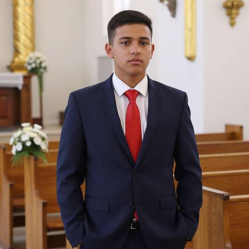 Young Man in Church Portrait