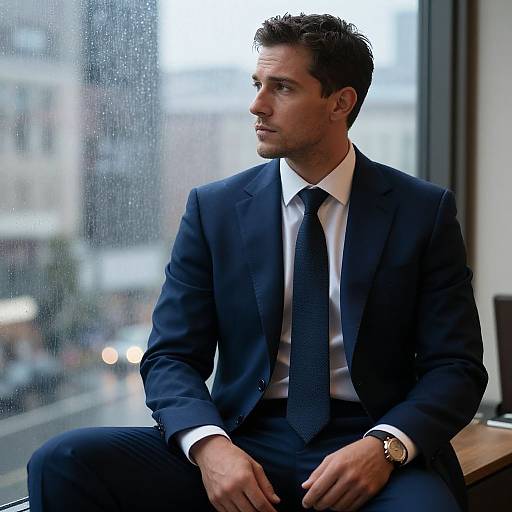 Sophisticated Man in Navy Suit