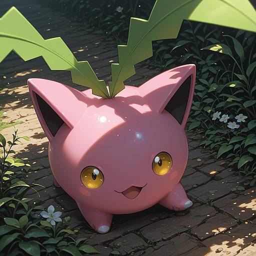 Illustration of Hoppip, pokemon in the style of Rinzo