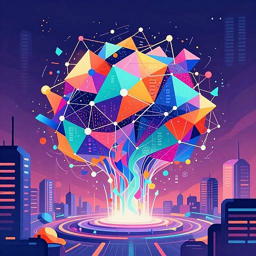 Abstract Machine Learning Cityscape Illustration