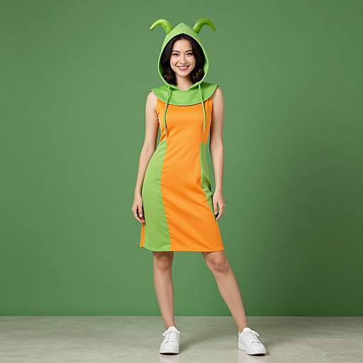 Woman in Pea Pod Costume