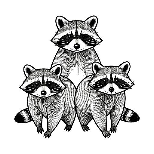 Geometric Elegant Raccoon Line Art