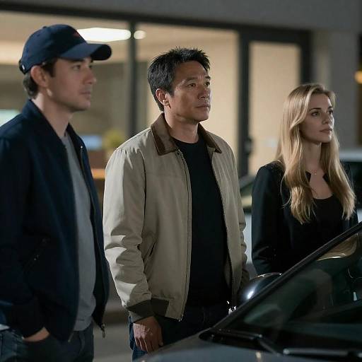 Nighttime Gathering of Three Friends