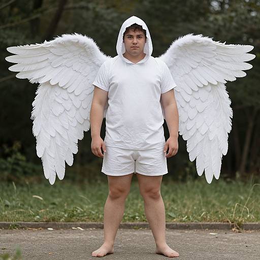 Plus Size Male Angel Standing Outdoors