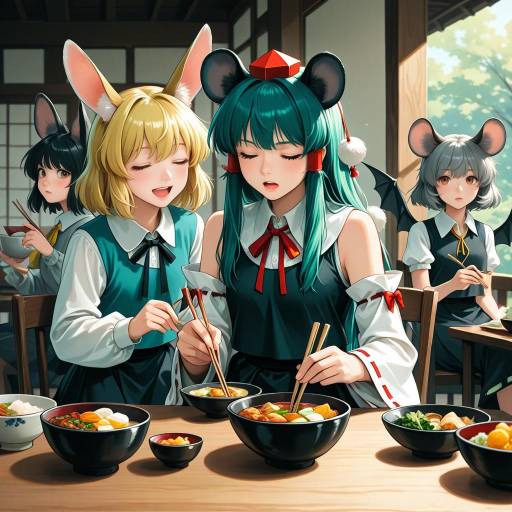 Girls with Hats and Food Delights