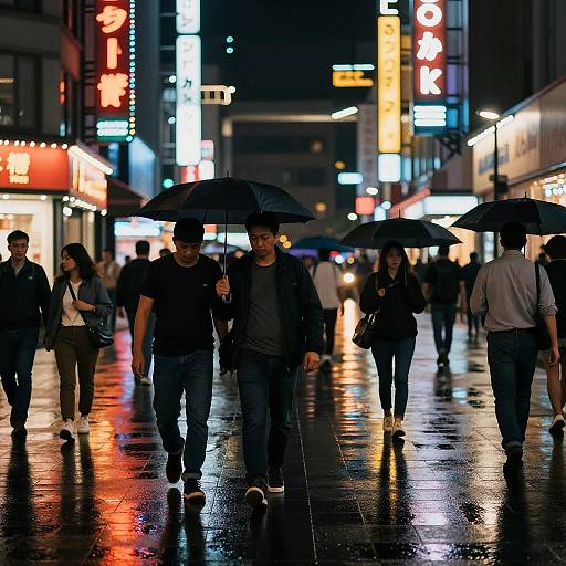 Neon-Lit Urban Night Street Scene